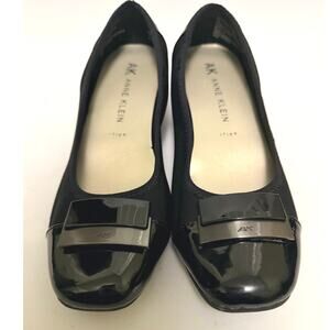 AK Anne Klein Black Ballet Flats Women’s 9 Patent Toe iFlex Comfort